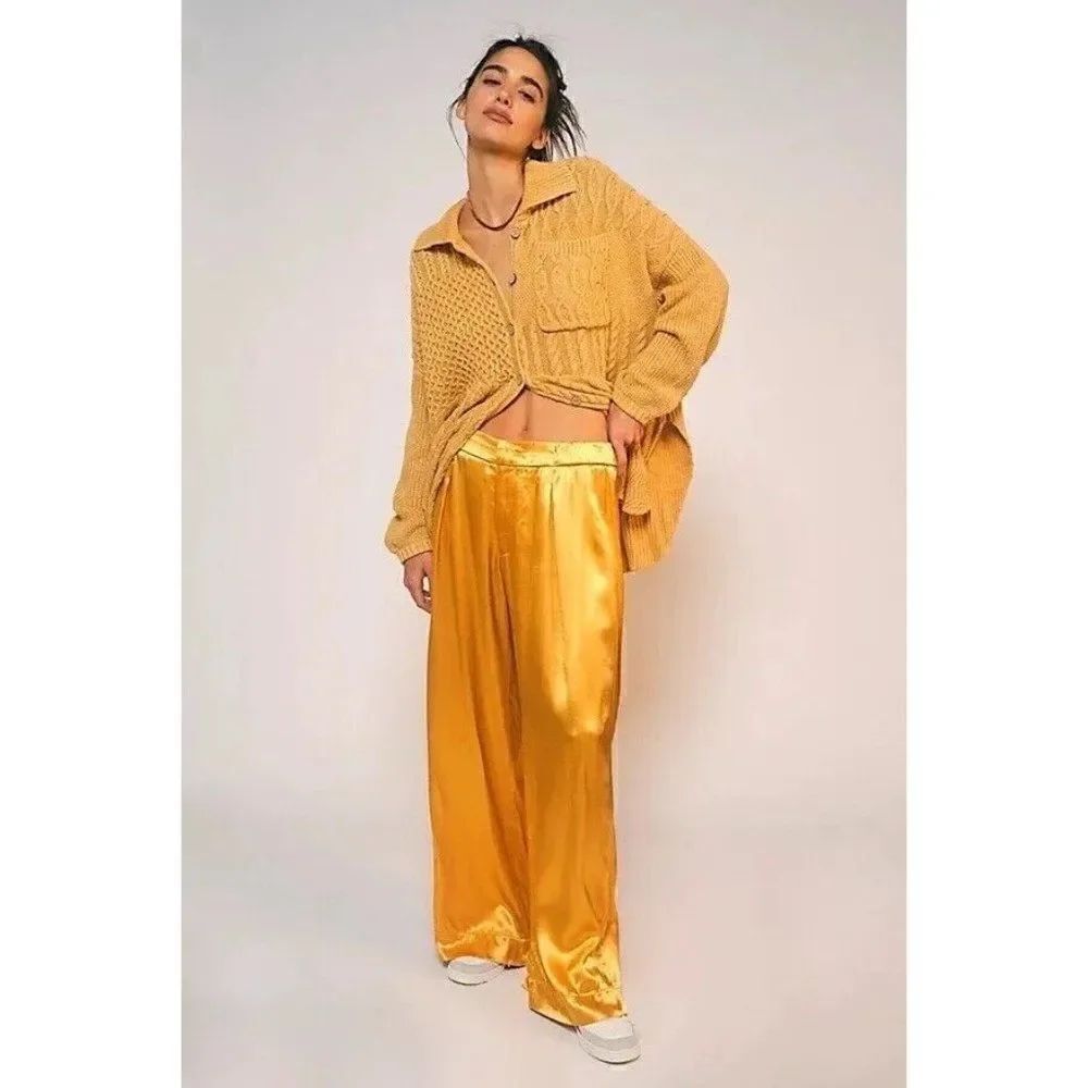 NEW FREE PEOPLE Sz XS SAY ANYTHING CARDIGAN CARDI SWEATER YELLOW